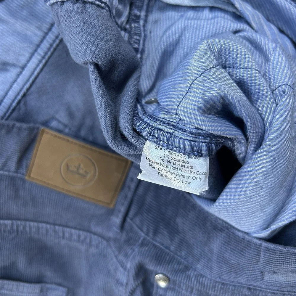 Peter Millar Men 36x31 Superior Soft Blue Corduroy Five-Pocket Pants